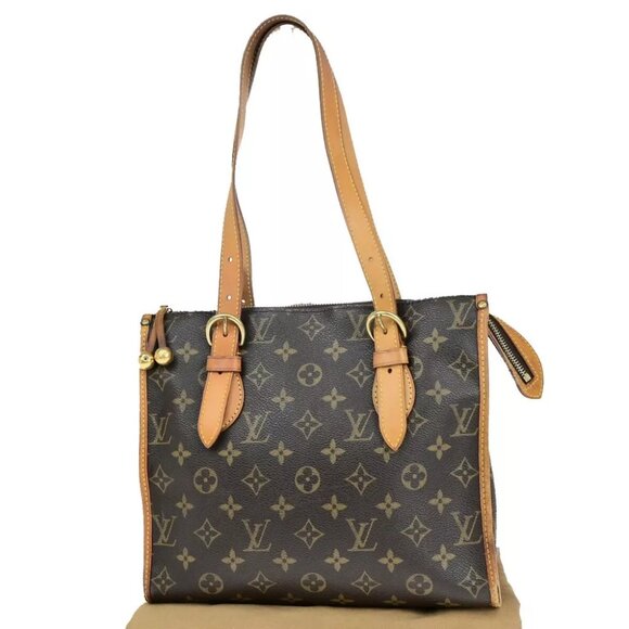 LOUIS VUITTON Popincourt Haut Shoulder Bag Monogram Leather Brown - Picture 1 of 15